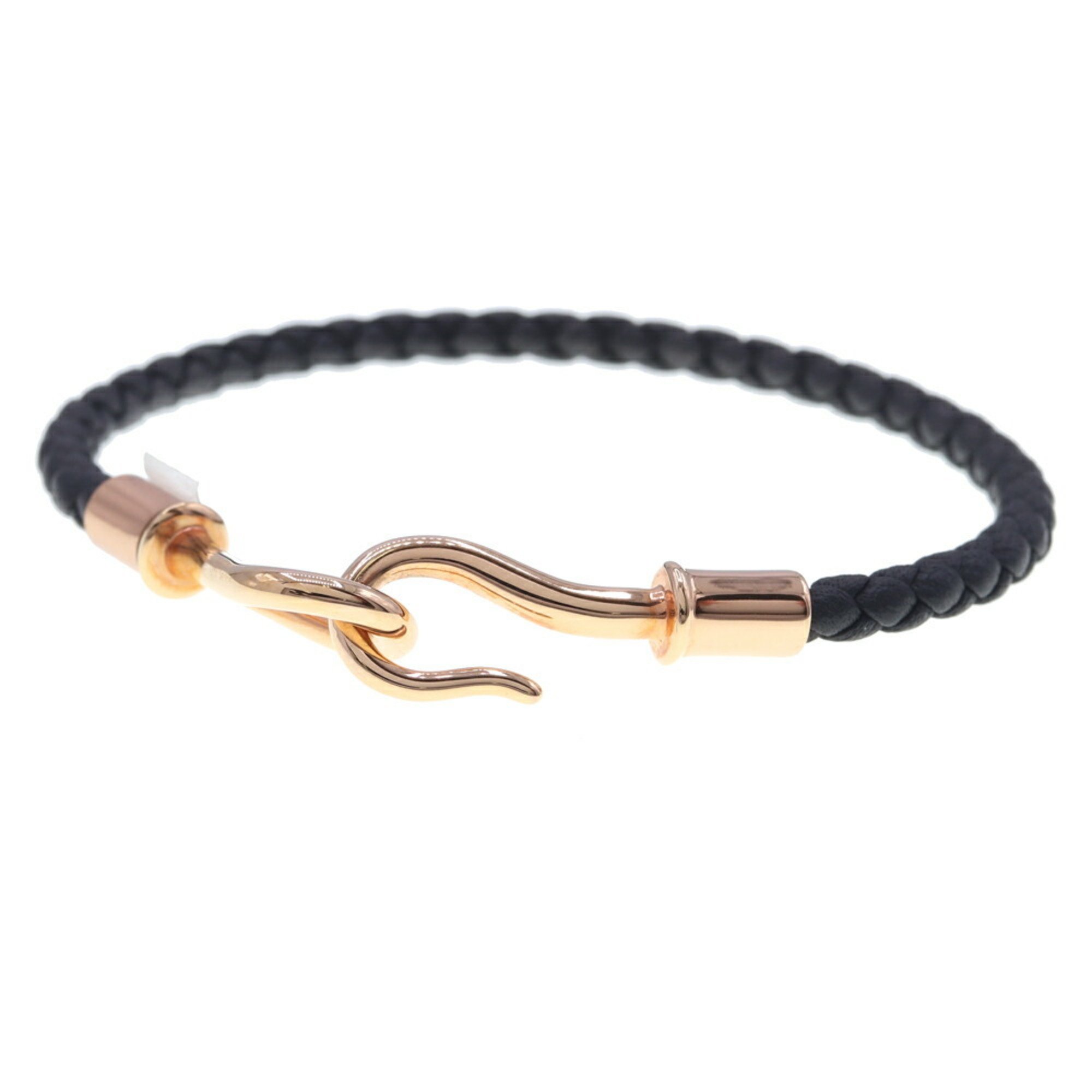 Hermes Bracelet Jumbo Black Pink Gold Leather Metal Ladies